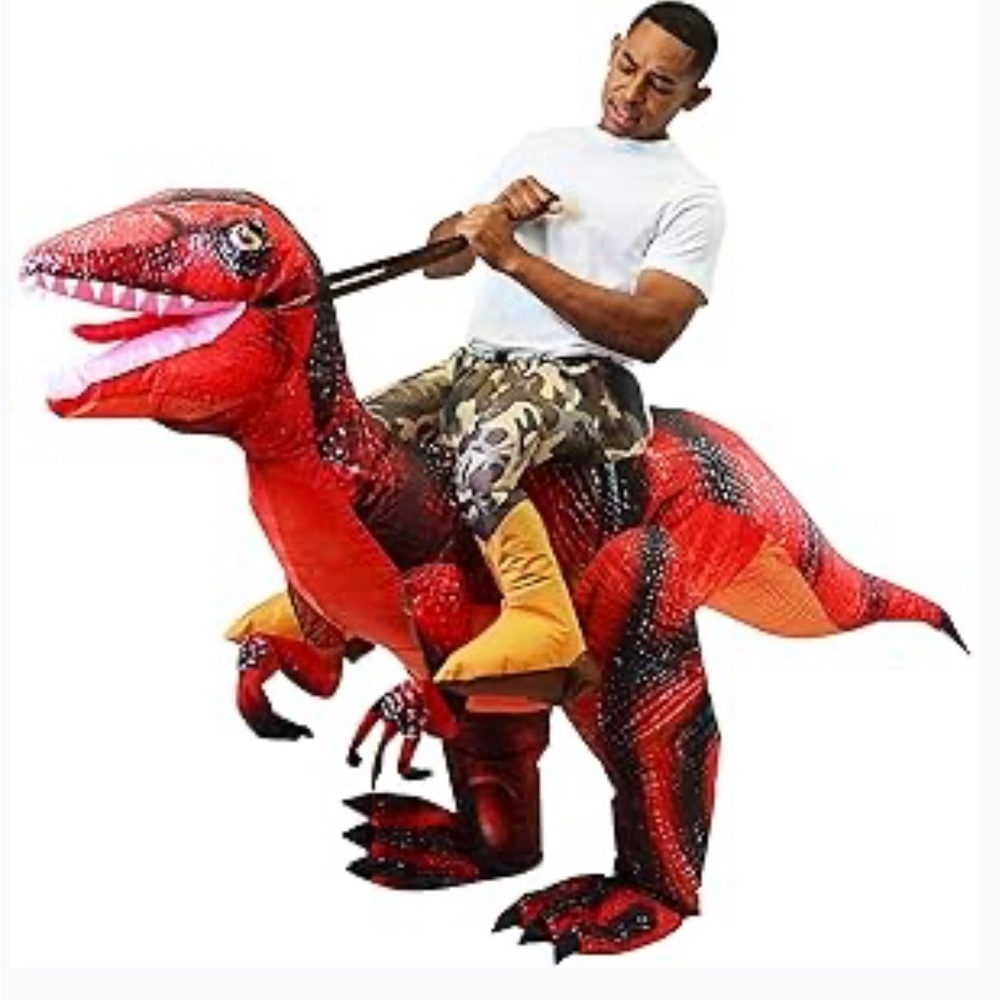 🌼💜💜NWT Spooktacular Creations Inflatable Raptor Halloween Riding a Raptor - Picture 7 of 7